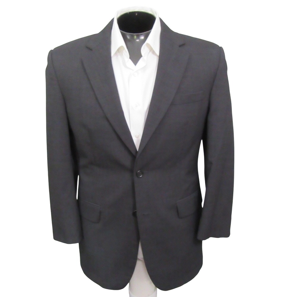 Jos A Bank‎ Mens Sport Coat 40R Dark Gray Fine Birdseye 100% Wool Blazer